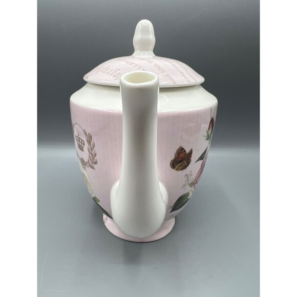 Gracie China Stechcol 4-Cup Teapot In Pink & White With Rose & Travel Design - Picture 4 of 13